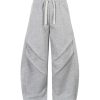 Wide Leg Sweatpants Womens Wrinkle Barrel Sweatpants Casual Athletic Baggy Lounge Pants