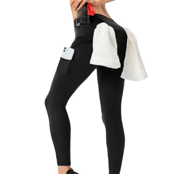 High Waist SportsTwo-piece Female Yoga SuitSet Vest With Bra Nude Tight Pants And Multi Pocket Women's Fitness Suit