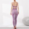 Yoga Sports Suit Ladies Quick Dry Seamless Yoga Spring and Suit Fitness Running Two-Piece(Large)