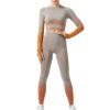 Female Fitness Yoga Wear Set Quick Dry Two-Piece Gradient Running Sports Suit Large Size(Medium)