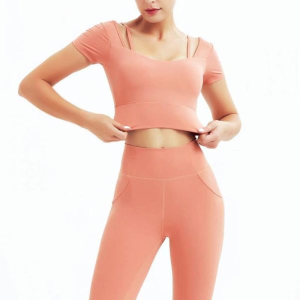 Women's Workout Sportswear Seamless Yoga Set Sport Suit Two Piece Female Clothes Gym Clothing High Waist Leggings(C,L)