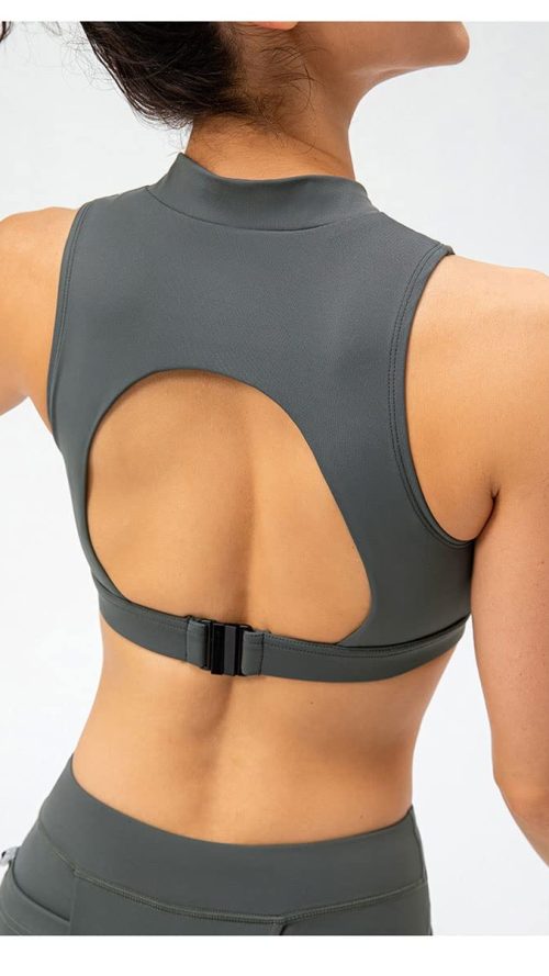 2 Pieces Zipper Yoga Suits Fitness Paded Crop Tank Top Tennis Multi Pocket Leggings Golf Sets