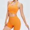 Spring and Yoga Clothes Peach Pants Suit Seamless Self-cultivation Running Training Sports Fitness Clothes(Large)