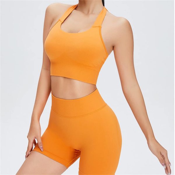 Spring and Yoga Clothes Peach Pants Suit Seamless Self-cultivation Running Training Sports Fitness Clothes(Large)