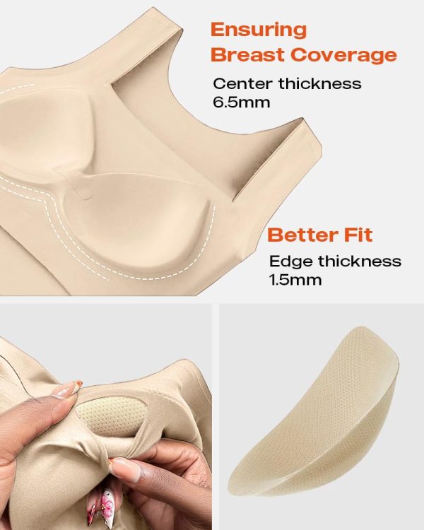 Womens U Neck Shapewear Built-in Bra Tank High Strechy Sleeveless Slim Fit Tops Camisole Workout Tops