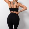 Women's Sports Yoga Clothes Seamless Texture Women's Hip Lifting Trousers Bodybuilding Suit(Small)