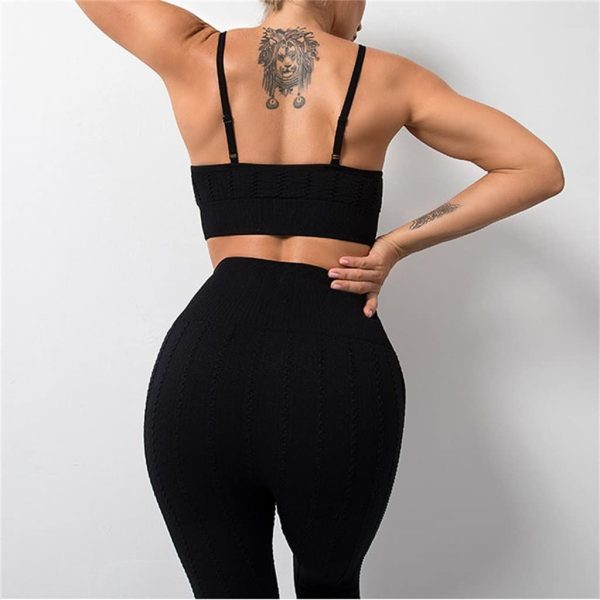 Women's Sports Yoga Clothes Seamless Texture Women's Hip Lifting Trousers Bodybuilding Suit(Small)