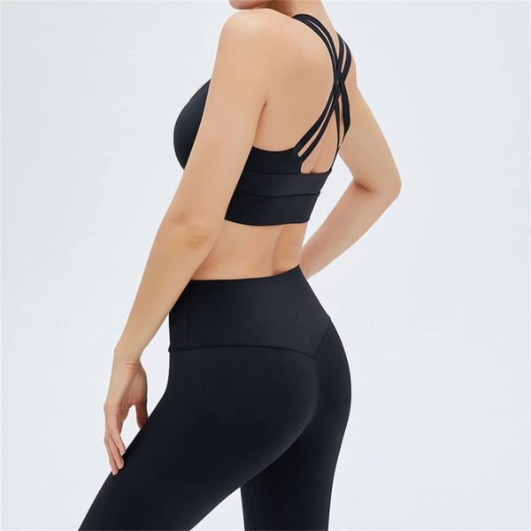 Tight Nude Yoga Suit Skin-friendly Cross-back Hip-lifting Sportswear Two-piece Set(X-Large)