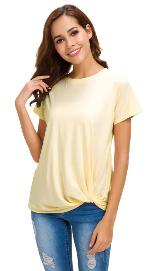 Womens Cotton T-Shirts Casual Short Sleeve Loose Fitting Tunic Basic Tee Tops