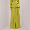 Bright Color V-neck Waisted Top High Waisted Pressed Pleated Wide Leg Pants Two-piece Set