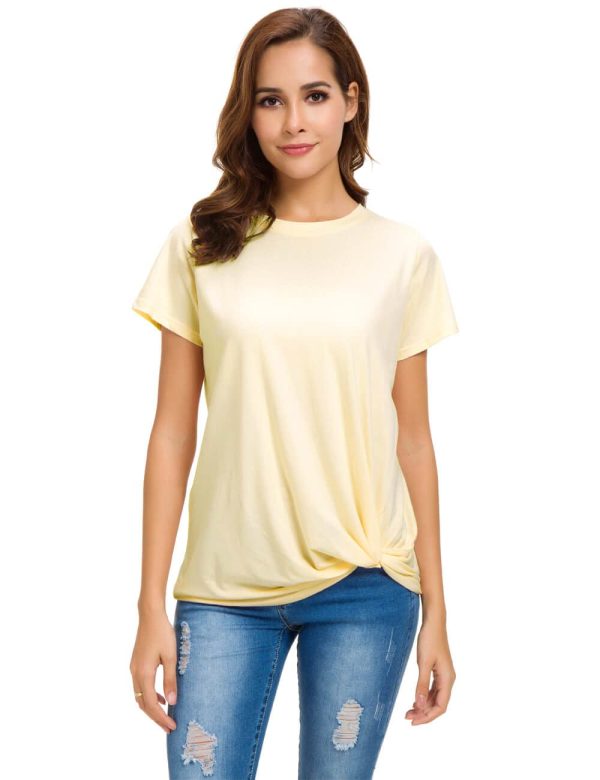 Womens Cotton T-Shirts Casual Short Sleeve Loose Fitting Tunic Basic Tee Tops