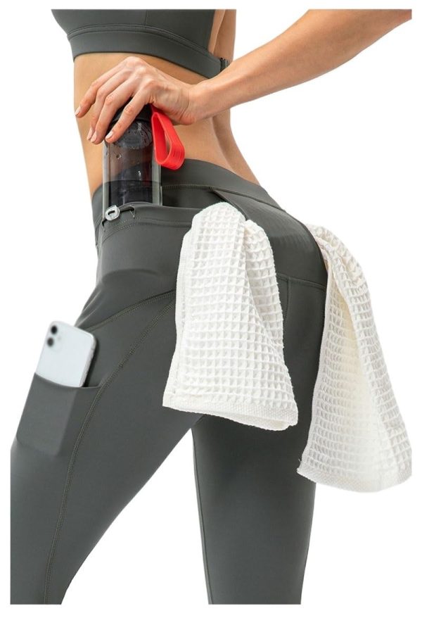 2 Pieces Zipper Yoga Suits Fitness Paded Crop Tank Top Tennis Multi Pocket Leggings Golf Sets