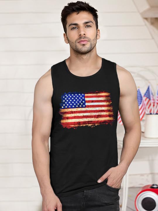 4th of July Tank Top Men American Flag Patriotic Sleeveless Shirts USA Stars and Stripes Independence Day Muscle Tanks