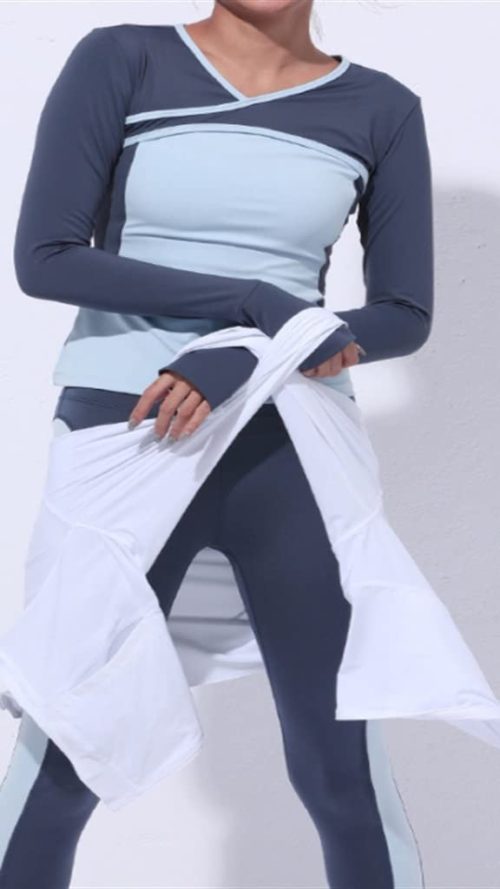 WomenTennis Suit Long Sleeve Tights Lycra Fitness Sportswear Set Ladies Tennis Shirt + Pants Tennis Set