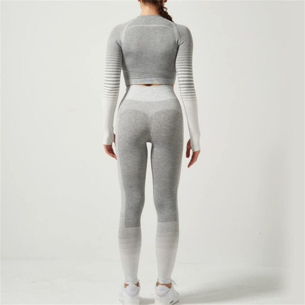 Yoga Clothing Set Female Fitness Quick Dry Two-Piece Gradient Running Sports Suit(Small)