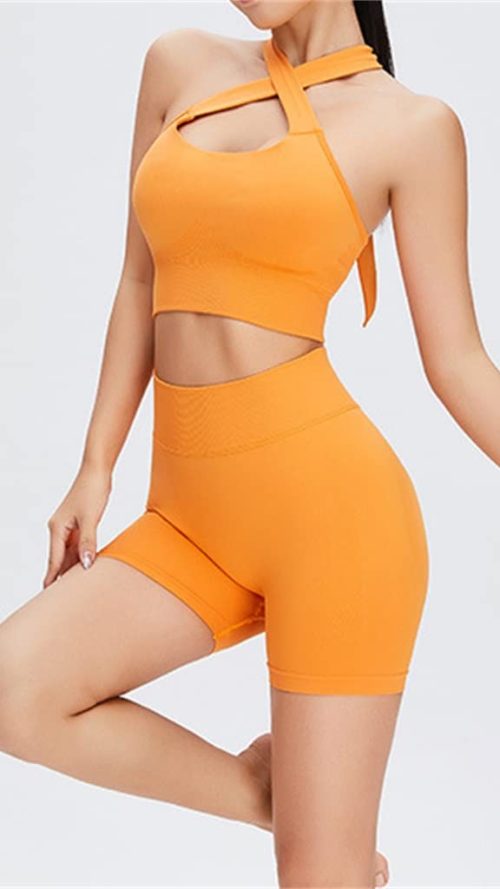 Spring and Yoga Clothes Peach Pants Suit Seamless Self-cultivation Running Training Sports Fitness Clothes(Large)