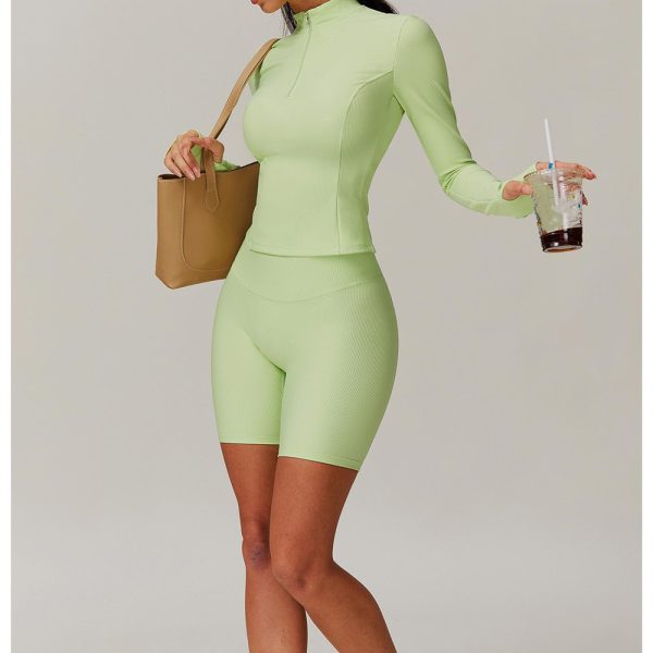 2pcs Long Sleeve Sports Suit Women Gym Shirts Set Women Workout Suit Quick-Dry Yoga Clothes Casual Activewear Female