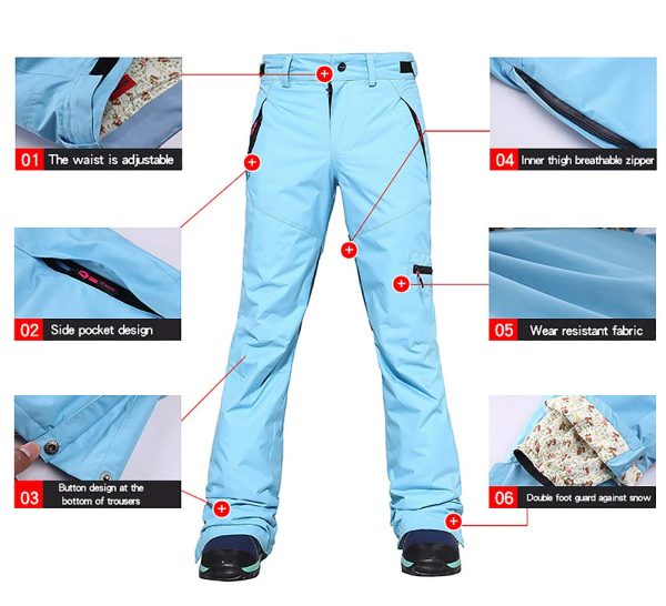Women's Waterproof Ski Jackets Pants Set Windproof Girls Snowboard Suit Colorful Printed Snowsuit