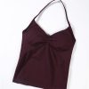 Influence Longline Strappy Workout Halter Tops for Women,Removable Cups Padded Bras Impact Gym Yoga Sleeveless Top
