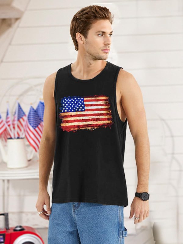4th of July Tank Top Men American Flag Patriotic Sleeveless Shirts USA Stars and Stripes Independence Day Muscle Tanks