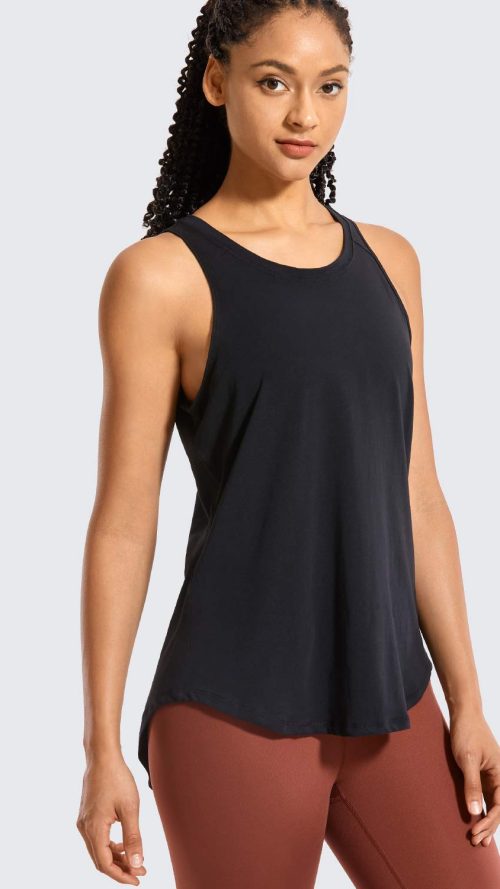 Women's Pima Cotton Workout Tanks Tie Back Sleeveless Shirts Yoga Athletic Open Back Sport Gym Tops