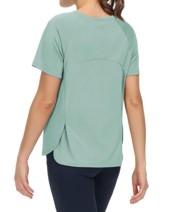 Women's Short Sleeve Workout Shirts Breathable Yoga T-Shirts with Side Slits Athletic Tee Tops