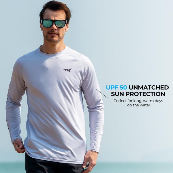 UPF 50 Fishing Shirts for Men, Long Sleeve Fishing Hiking Shirt, Breathable Moisture Wicking, Sun Shirts for Men