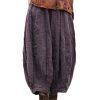 Women Wide Leg Elastic Waist Cotton Linen Distressed Patchwork Pumpkin Style Wide Leg 3/4 Length Cropped Pants