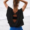 Women Short Sleeve Workout Shirts Open Back Tops Casual Yoga Y2k Athletic Gym Slouchy Crop Running Tees
