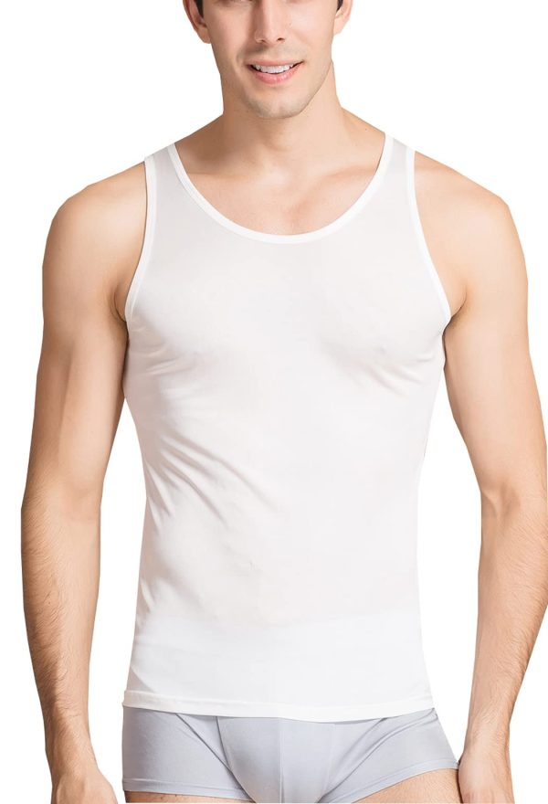 Men's Silk Tank Tops Sleeveless Pure Silk Undershirt Super Absorbent and Breathable Classic A Shirts
