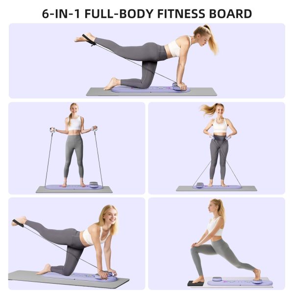 Pilates Board-Pilates Reformer Set 6 in 1 Multifunctional Abdominal Pilates Board for Home Workout Equipment, Foldable Pilates