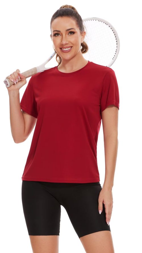 6 Pack Workout Tops for Women Short Sleeve UPF Sun Protection Athletic T Shirts Quick Dry Tennis Yoga Running Crew Neck Tee