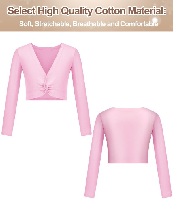 3 Pcs Girls Ballet Wrap Cover up Ballet Top Sweater Cotton Long Sleeve Dance Shrug Dance Leotard for Kids