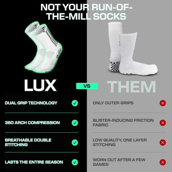 Lux Dual Grip Socks - Soccer Grip Socks for Men and Women. GripArray Performance & Comfort