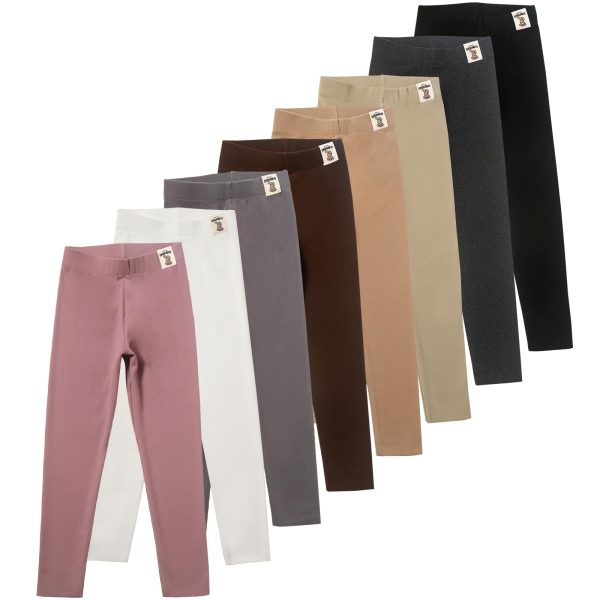 8 Pack Girls Leggings Yoga Pants for Girls Full Length Stretchy Pants Toddler Girl Solid Basic Leggings