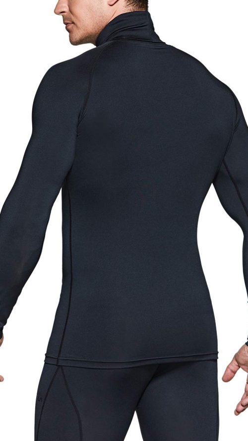 Men's UPF 50+ Mock Long Sleeve Compression Shirts, Athletic Workout Shirt, Base Layer for Water Sports