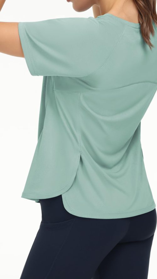 Women's Short Sleeve Workout Shirts Breathable Yoga T-Shirts with Side Slits Athletic Tee Tops