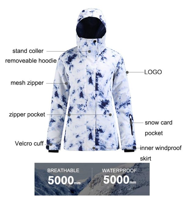 Ski jacket Snowboard Jacket Womens High Windproof Colorful Snow Jacket Pants Set
