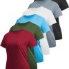 6 Pack Workout Tops for Women Short Sleeve UPF Sun Protection Athletic T Shirts Quick Dry Tennis Yoga Running Crew Neck Tee