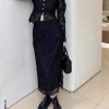Women's Lace Top Set - Square Neck Long Sleeve & Skirt Casual 2-Piece