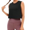 Pima Cotton Cropped Tank Workout Crop Tops for Women Sleeveless Athletic Loose Yoga Shirts