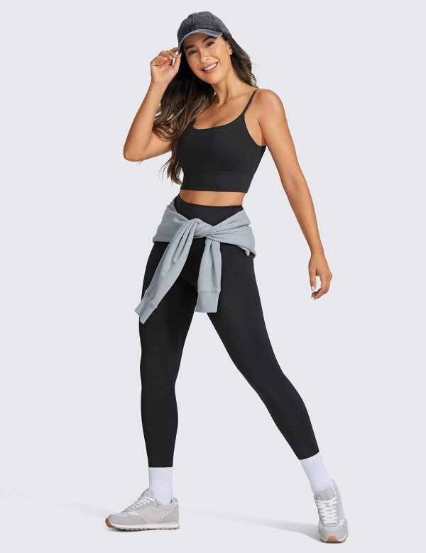 Adjustable Longline Sports Bra for Women - V Back Wireless Workout Padded Yoga Camisole Cropped Tank Tops