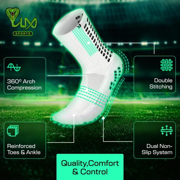 Lux Dual Grip Socks - Soccer Grip Socks for Men and Women. GripArray Performance & Comfort