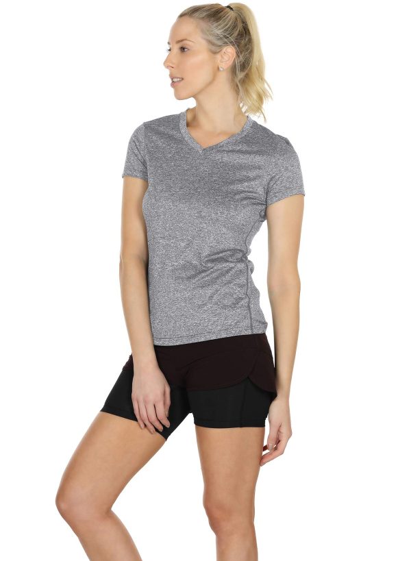 Workout Shirts Yoga Tops Activewear V-Neck T-Shirts for Women Running Fitness Sports Short Sleeve Tees