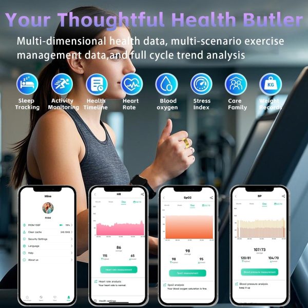 Fitness Tracker Ring for Men Women – Smart Health Ring with Heart Rate, SpO2, Blood Pressure, Sleep Monitoring, Steps, Calories,