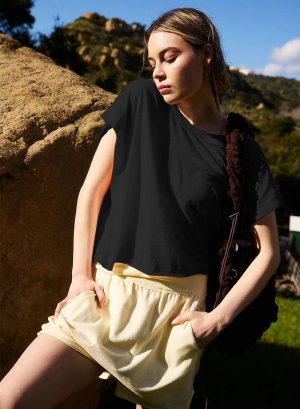 Women Short Sleeve Workout Shirts Open Back Tops Casual Yoga Y2k Athletic Gym Slouchy Crop Running Tees