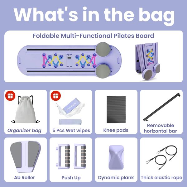 Pilates Board-Pilates Reformer Set 6 in 1 Multifunctional Abdominal Pilates Board for Home Workout Equipment, Foldable Pilates