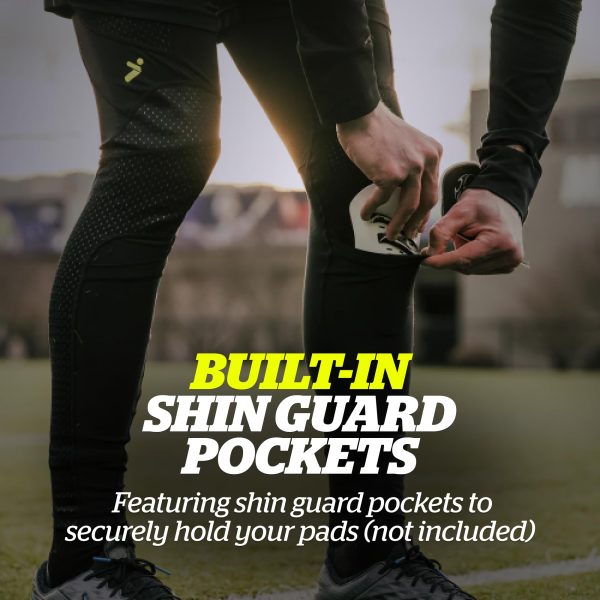 BodyShield Turf Burn Compression Pants 2, Soccer Base Layer with Shin Guard Pockets, Sports Accessories for Football, Baseball,