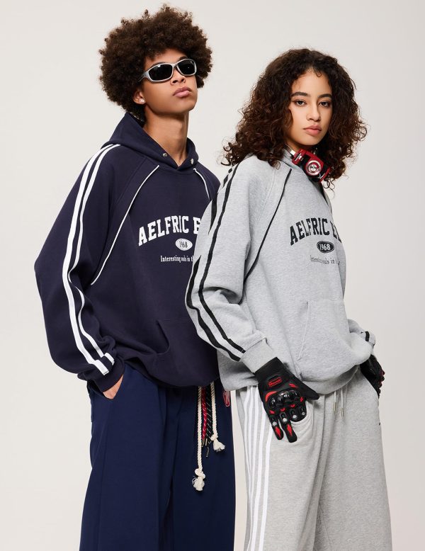 Oversized Hoodie Vintage Letter Print Sweatshirt Novelty Hooded Pullover With Pocket