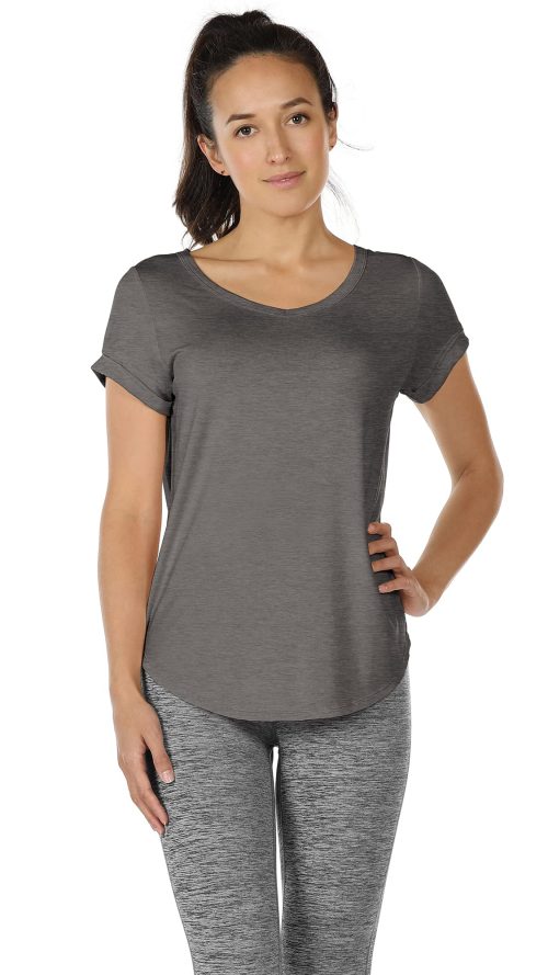 Open Back Yoga Shirts for Women - Exercise Workout Tops, Athletic Short Sleeves, Running T-Shirts Loose Fit